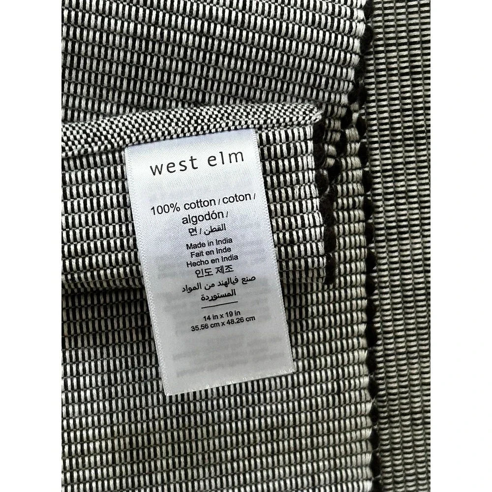 West Elm Woven Textured PlaceMats Set of 2 Black White 100% Cotton 14